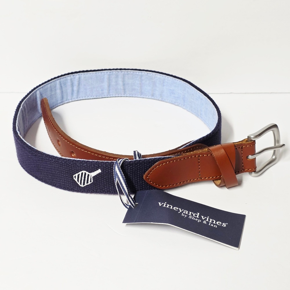 Vineyard Vines Nautical Navy Pickleball Canvas‎ Club Belt Size 30